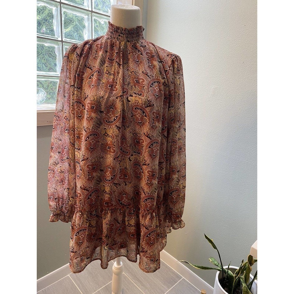 Peach Love California Paisley Chiffon Fall Dress